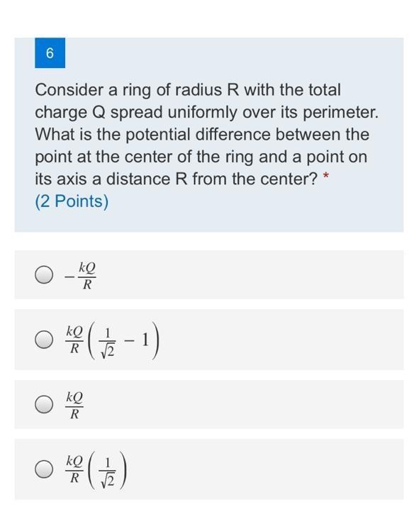 Solved 6 Consider a ring of radius R with the total charge Q | Chegg.com