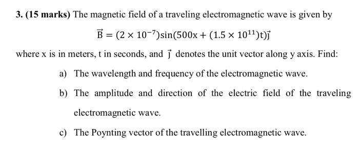 Solved 3. (15 marks) The magnetic field of a traveling | Chegg.com