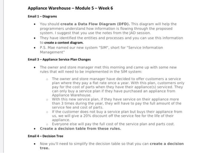 Solved Appliance Warehouse Module 5 Week 6 Email 1