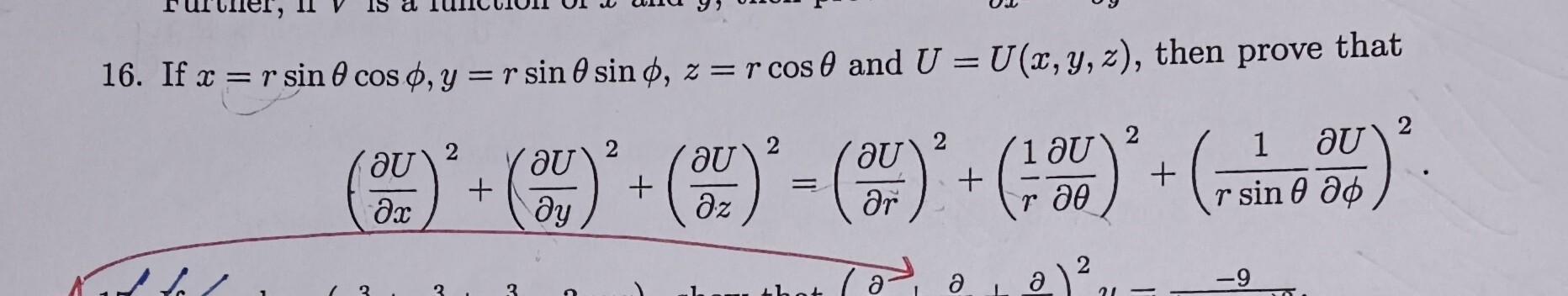 Solved 16. If x=rsinθcosϕ,y=rsinθsinϕ,z=rcosθ and | Chegg.com