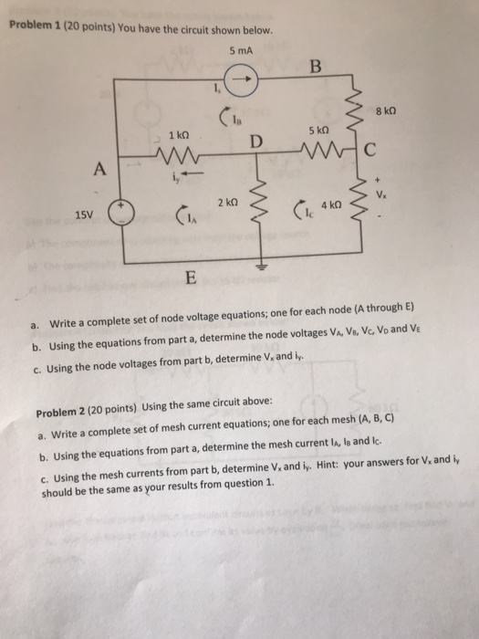 Solved Problem 1 (20 points) You have the circuit shown | Chegg.com