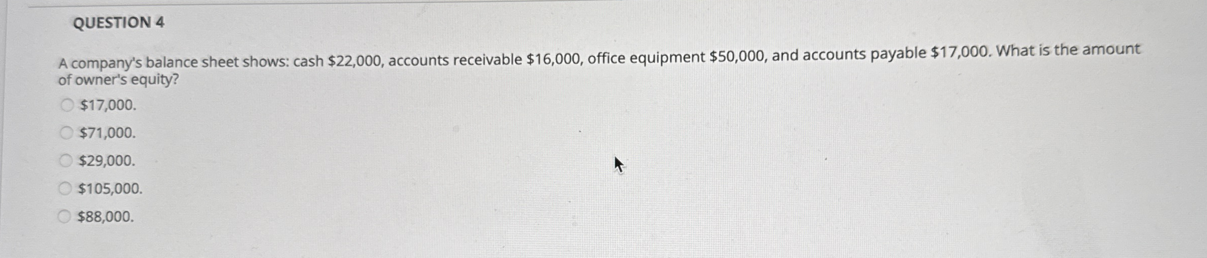 Solved QUESTION 4A company's balance sheet shows: cash | Chegg.com
