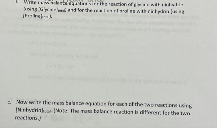 Solved B. Write Mass Balance Equations For The Reaction Of | Chegg.com