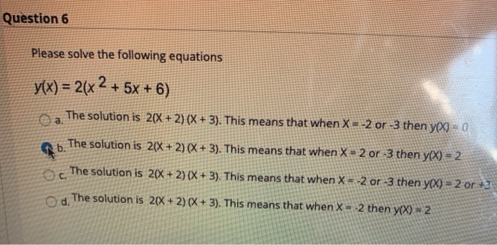 Solved Question 6 Please Solve The Following Equations Y X Chegg Com