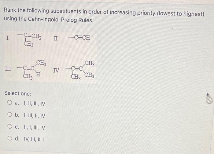 Solved Rank The Following Substituents In Order Of | Chegg.com