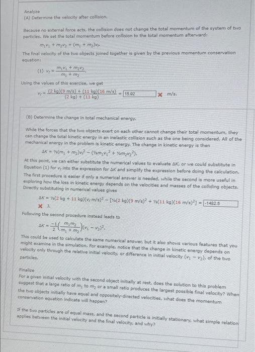 Solved Analyze (A) Determine the velocity after collision. | Chegg.com