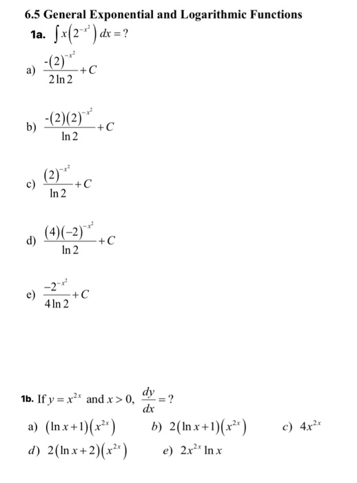 Solved 6.5 General Exponential and Logarithmic Functions 1a. | Chegg.com