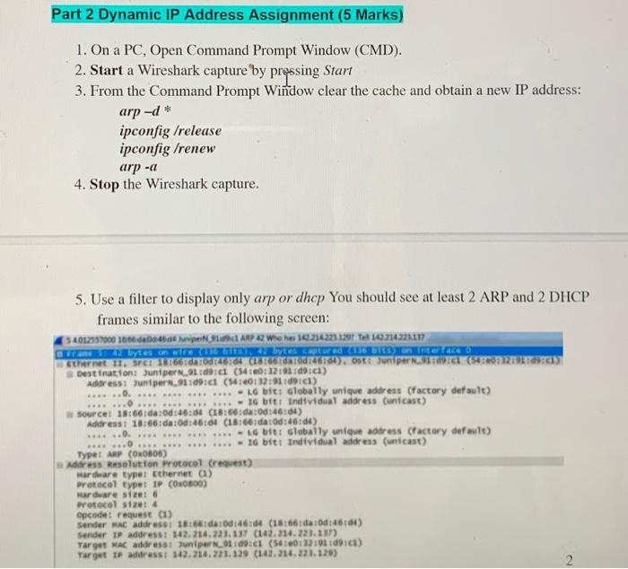 Solved Part 2 Dynamic IP Address Assignment (5 Marks) 1. On | Chegg.com