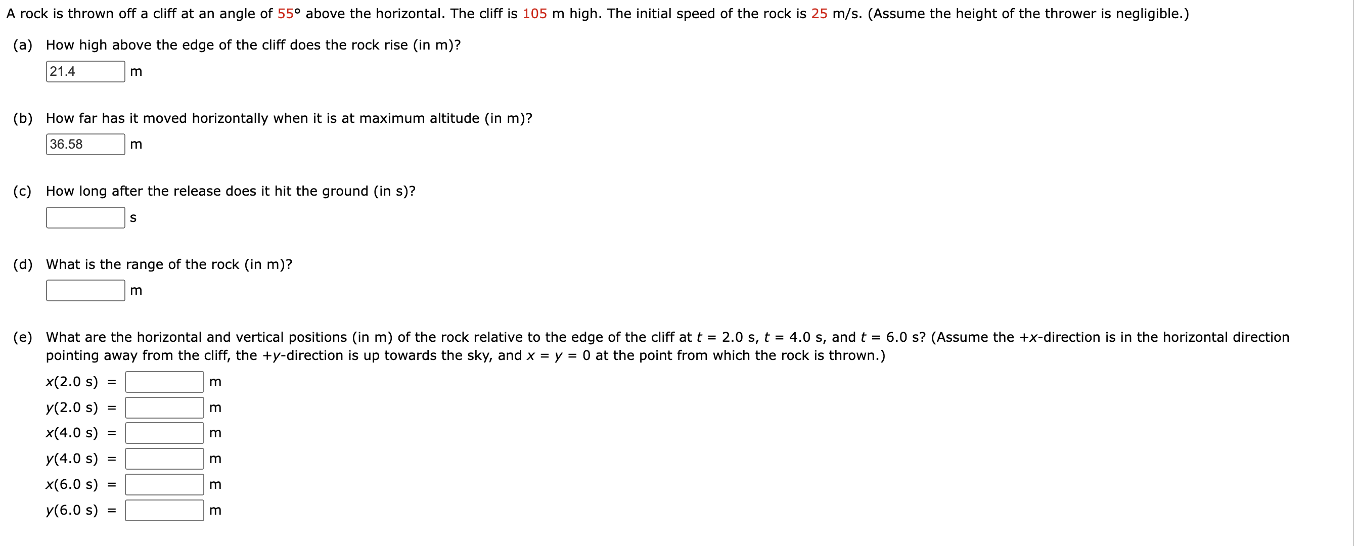 Solved A rock is thrown off a cliff at an angle of 55° | Chegg.com