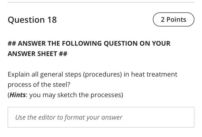 Solved Question 18 2 Points ## ANSWER THE FOLLOWING QUESTION | Chegg.com