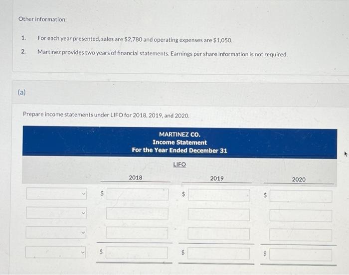 Solved Martinez Co. decides at the beginning of 2020 to | Chegg.com