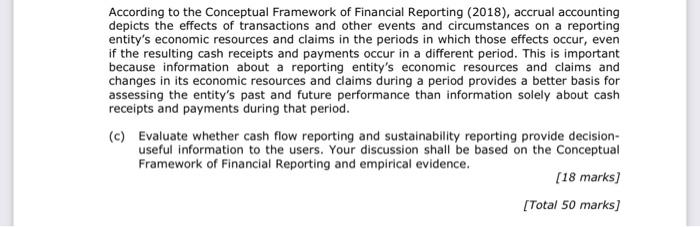 Solved According To The Conceptual Framework Of Financial | Chegg.com