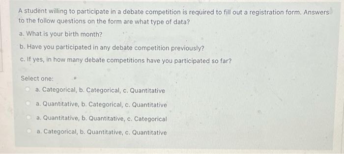 Solved A student willing to participate in a debate | Chegg.com