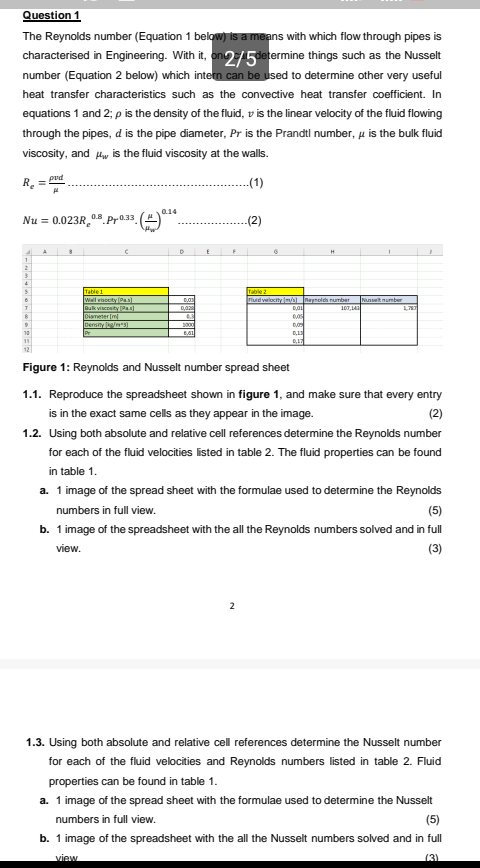 Solved The Reynolds number (Equation 1 below) is a means | Chegg.com