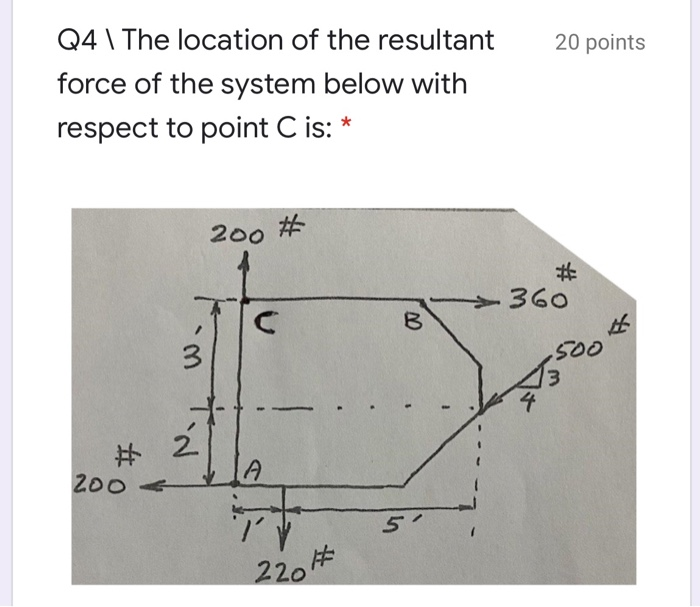 Solved 20 points Q4 | The location of the resultant force of | Chegg.com