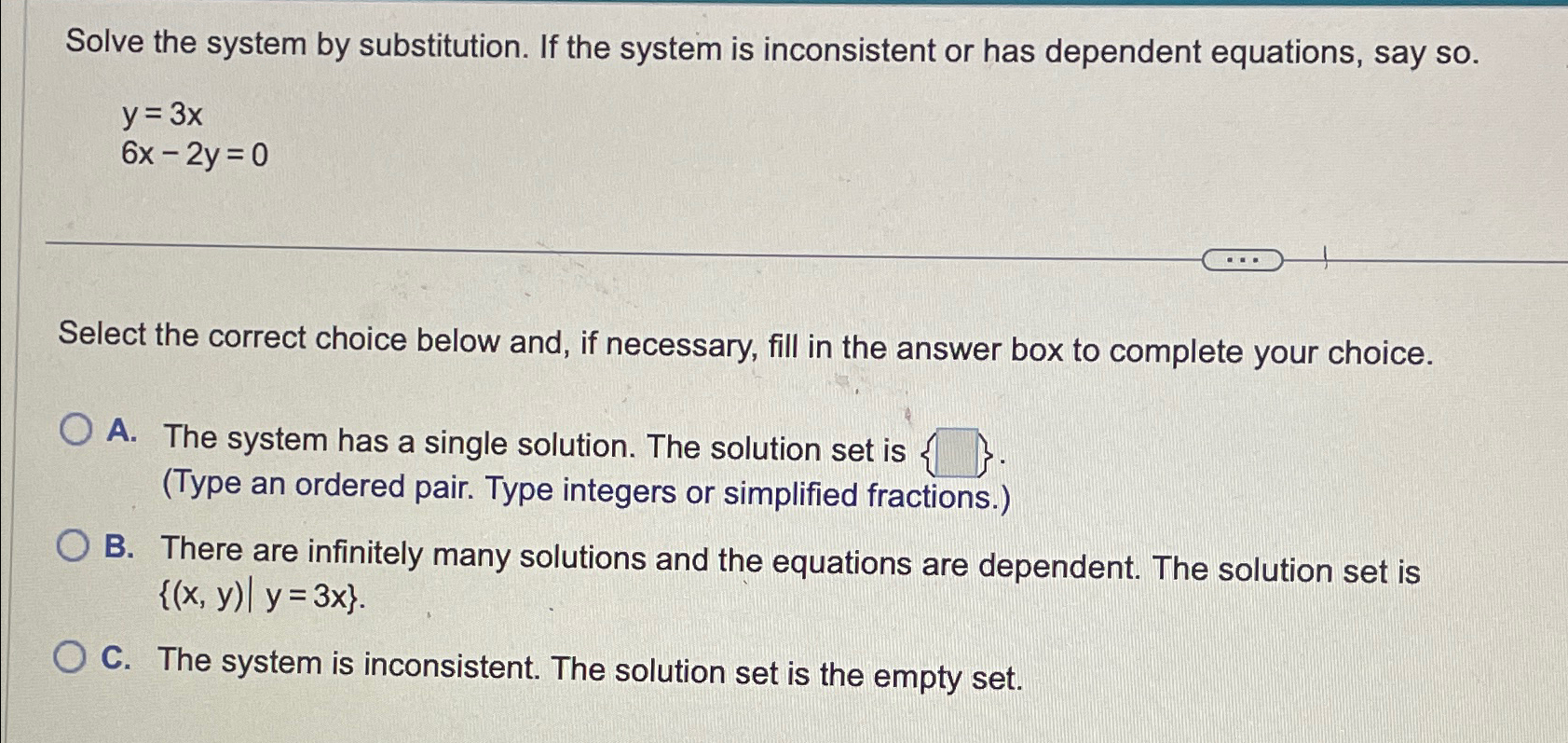 Solved Solve the system by substitution. If the system is | Chegg.com