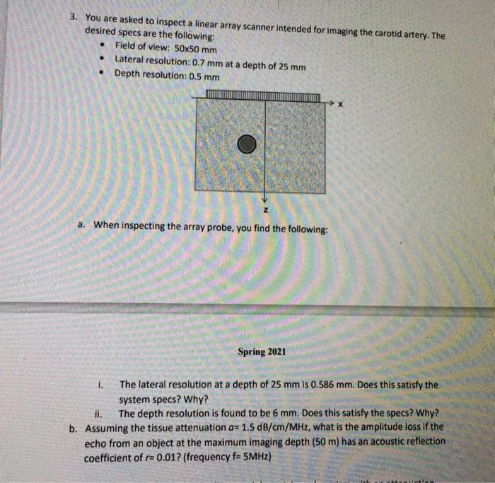 3. You are asked to inspect a linear array scanner | Chegg.com