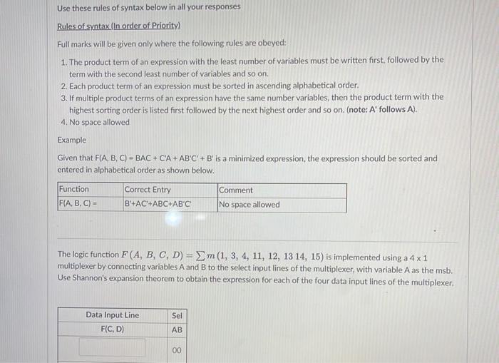 Solved Use these rules of syntax below in all your responses | Chegg.com