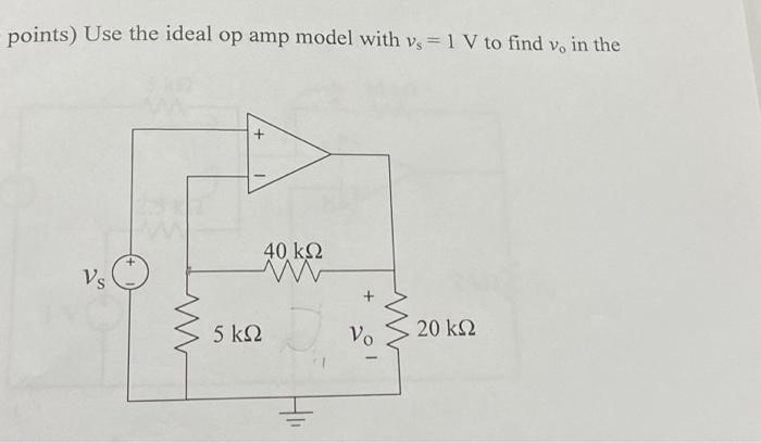 Solved points) Use the ideal op amp model with vs=1 V to | Chegg.com