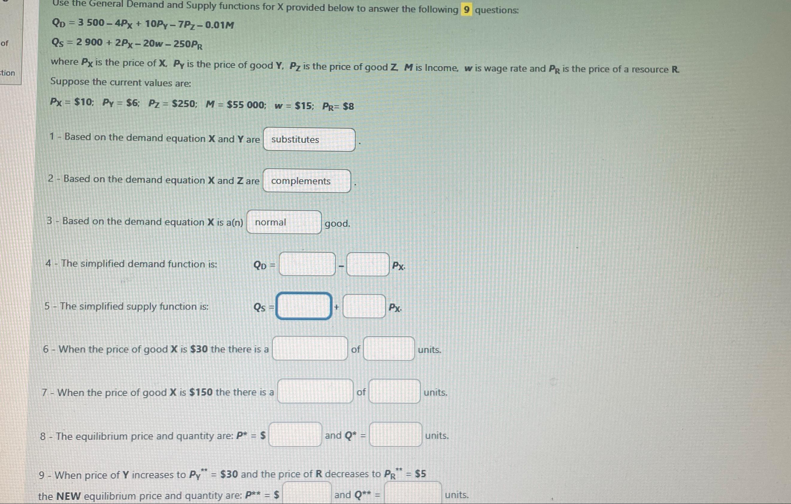 Solved Use the General Demand and Supply functions for X | Chegg.com
