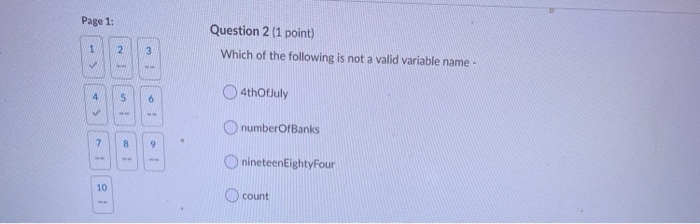 Solved Page 1 Question 2 (1 point) Which of the following is | Chegg.com