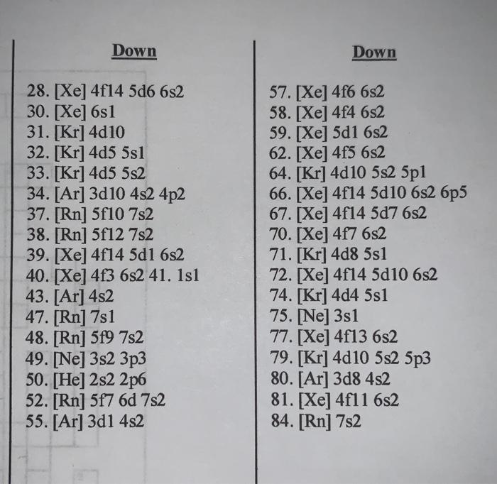 Solved Name Period Electron Configuration Crossword Puzzle: Chegg com