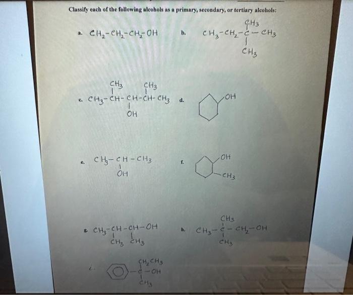 Solved Classify Each Of The Following Alcohols As A Primary, | Chegg.com