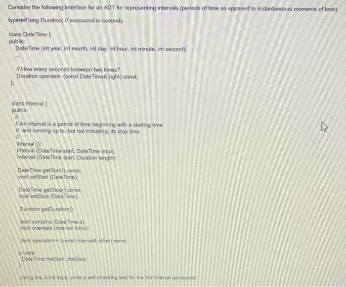 Solved Consider the following interface for an ADT for | Chegg.com