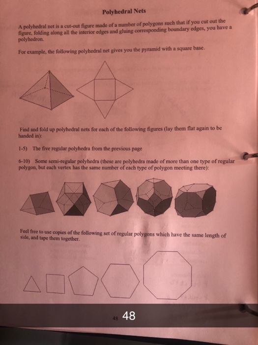 Solved Polyhedral Nets A polyhedral net is a cut-out figure | Chegg.com
