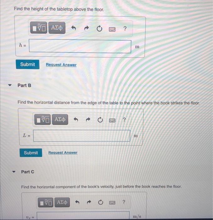 Solved A physics book slides off a horizontal tabletop with