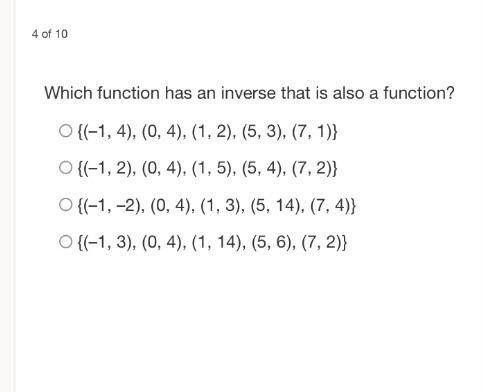 Solved Which function has an inverse that is also a | Chegg.com