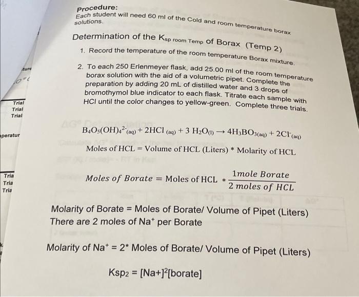 Standardization of Hrı Borax Ksp Temperature 1(∘C)