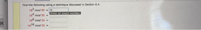 Solved Find the following using a technique discussed in | Chegg.com