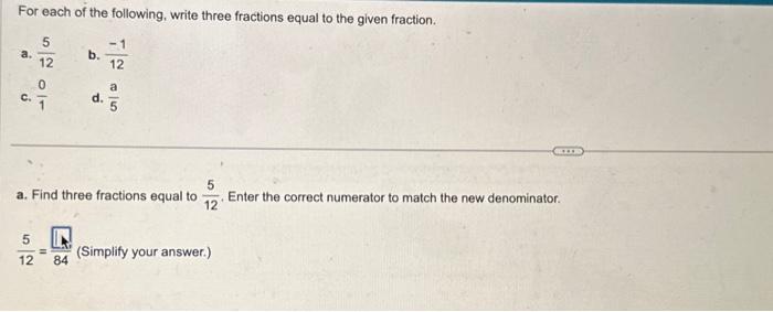 Solved For each of the following, write three fractions | Chegg.com