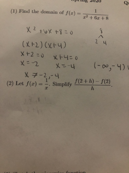 Dpm 1 Find The Domain Of F X X 6x 8 Chegg Com