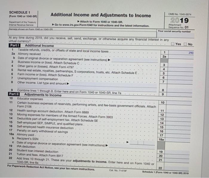 can somebody help me fill out the schedule 1 and 2 | Chegg.com