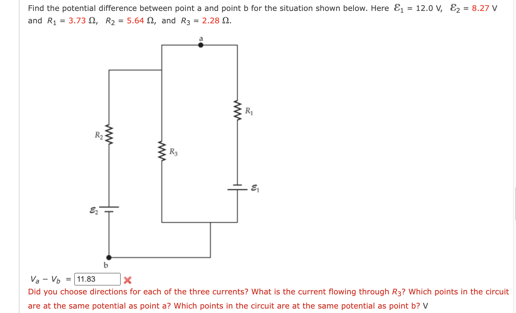 Solved Find the potential difference between point a and | Chegg.com