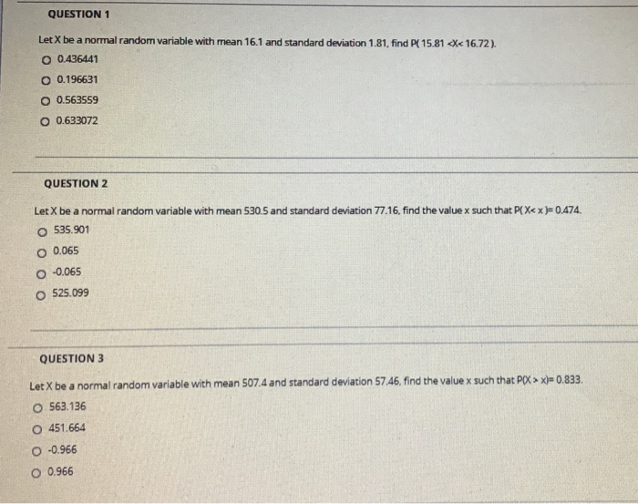Solved QUESTION 1 Let X be a normal random variable with | Chegg.com