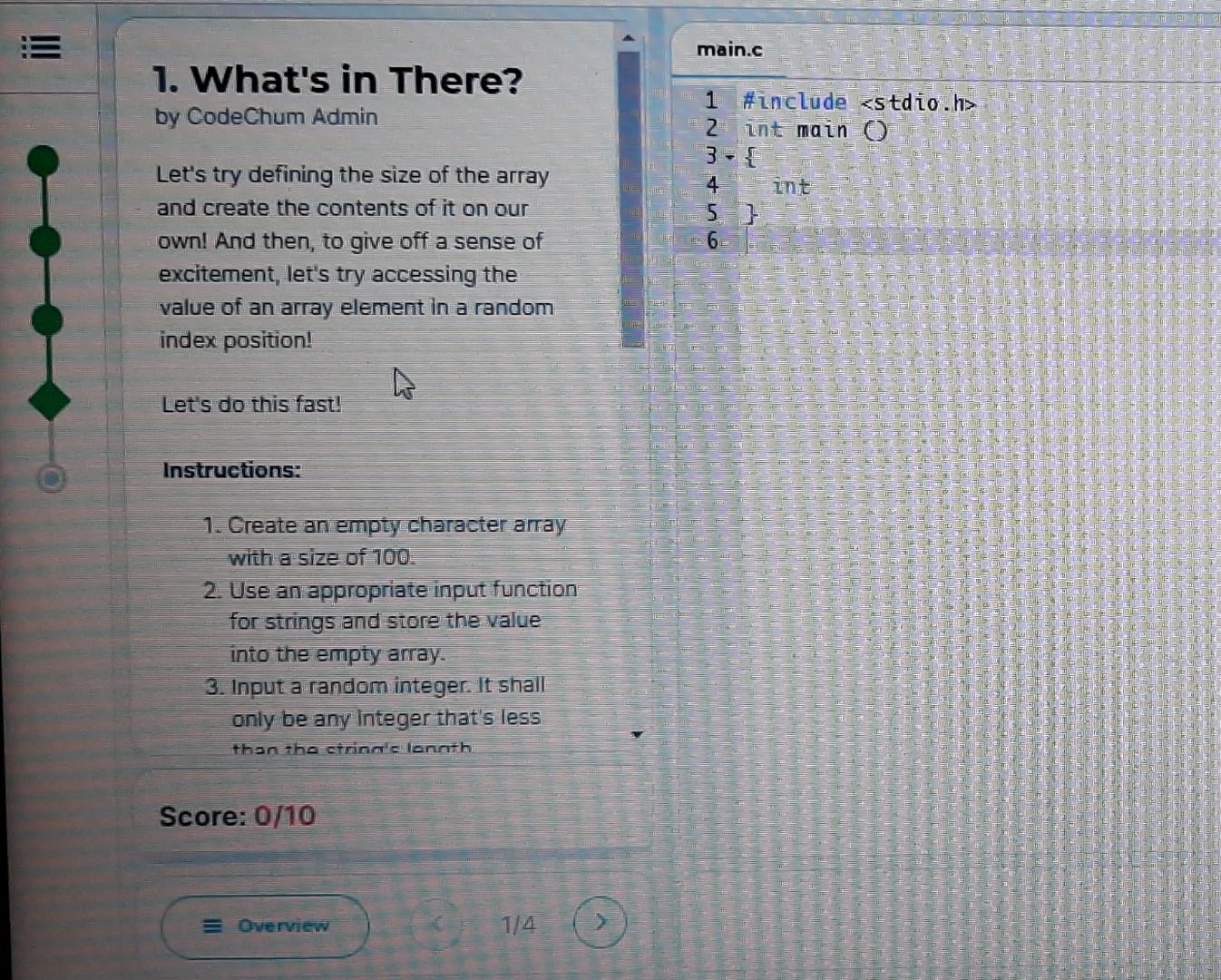 Solved main.c 1. What's in There? by CodeChum Admin 1 | Chegg.com