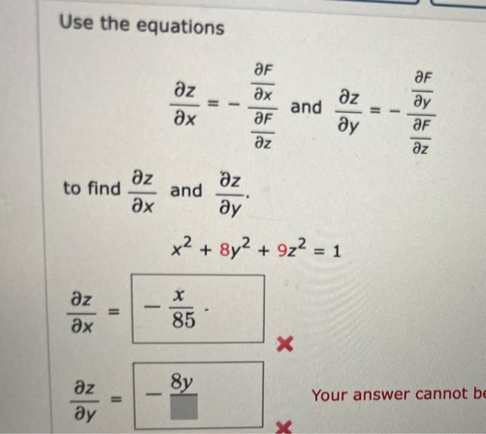 Solved Use The Equations ∂x∂z −∂z∂f∂x∂f And ∂y∂z −∂z∂f∂y∂f