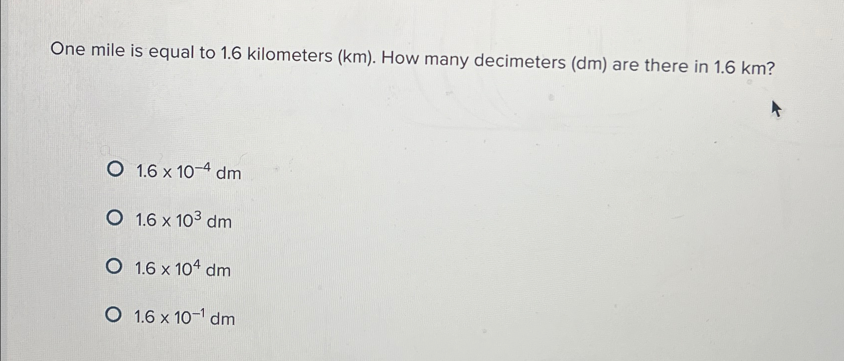 Solved One mile is equal to 1.6 ﻿kilometers ( km. ﻿How many | Chegg.com