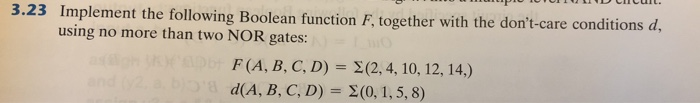 Solved 3.23 Implement the following Boolean function F. | Chegg.com