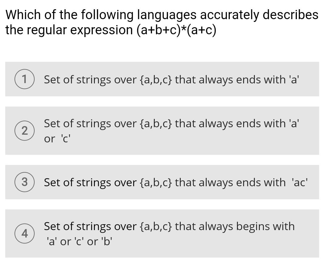 Solved Which of the following languages accurately describes | Chegg.com