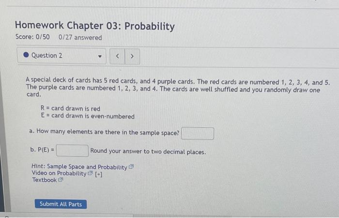 Solved Homework Chapter 03: Probability Score: 0/50 0/27 | Chegg.com