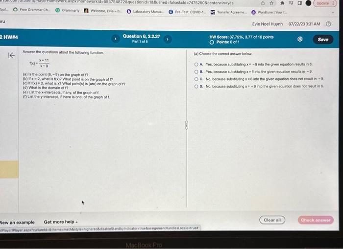 Solved Antwor the questions about the following function. | Chegg.com