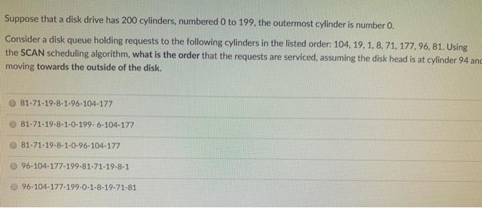 Solved Suppose that a disk drive has 200 cylinders, numbered | Chegg.com