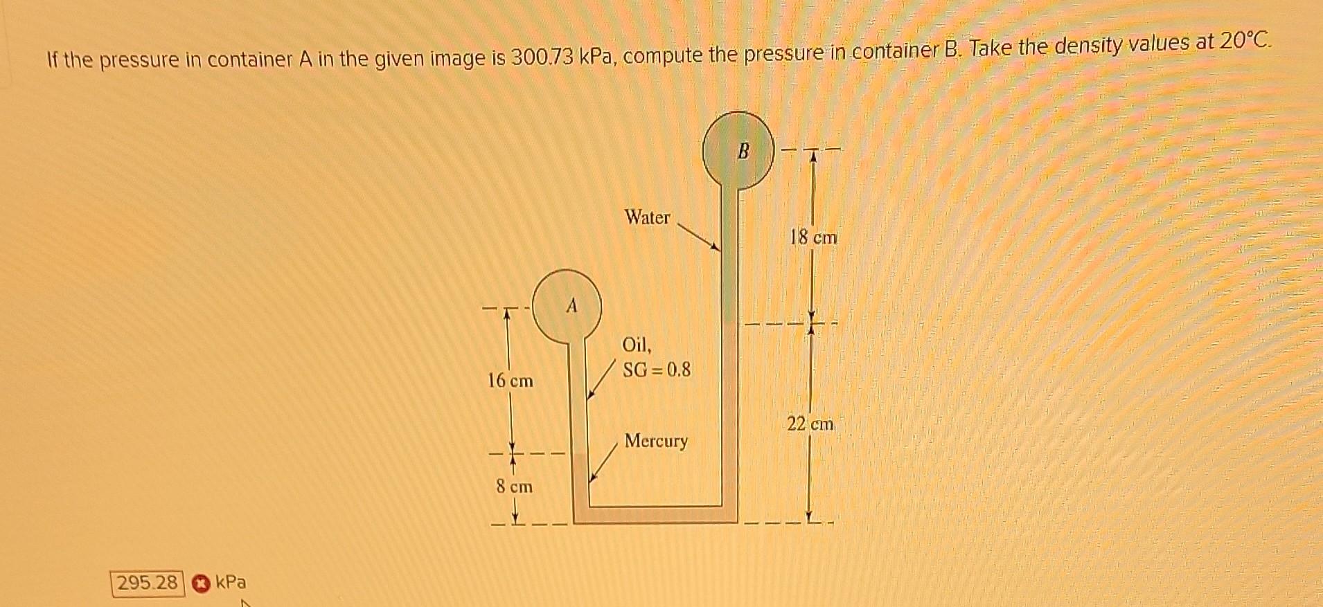 Solved If The Pressure In Container A In The Given Image Is | Chegg.com