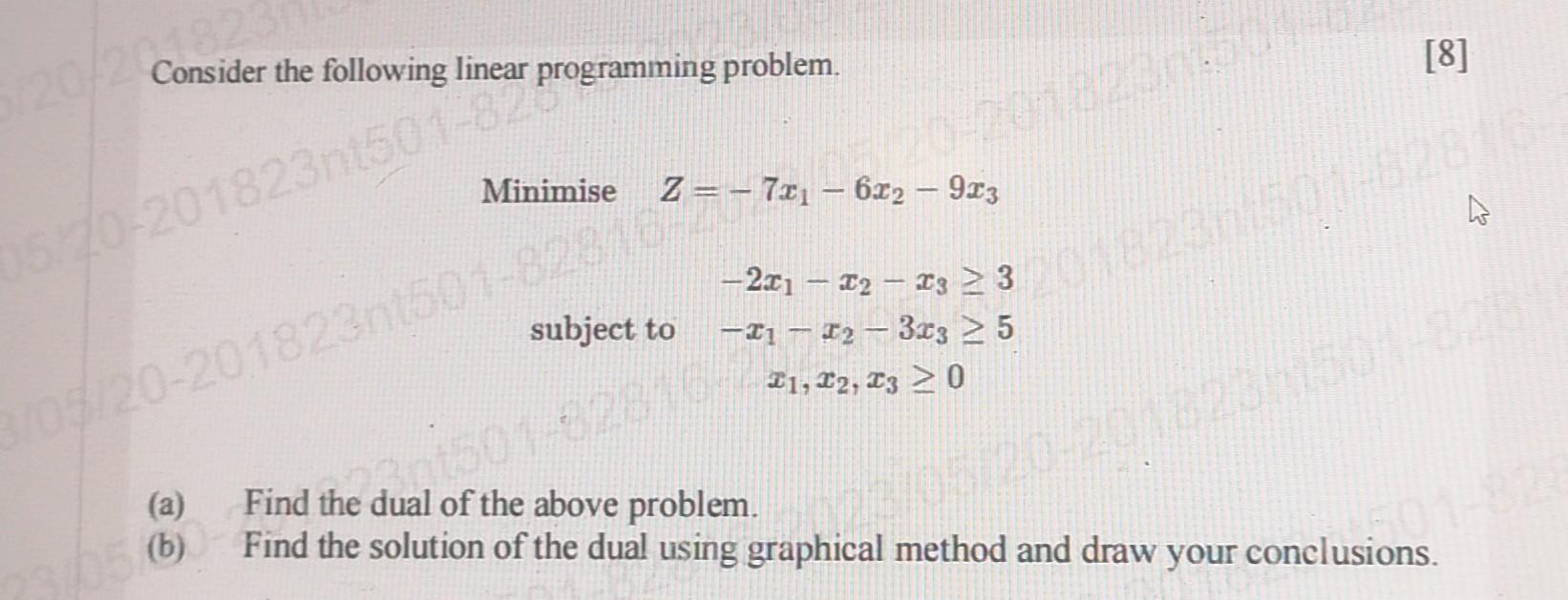 Solved Consider the following linear programming | Chegg.com