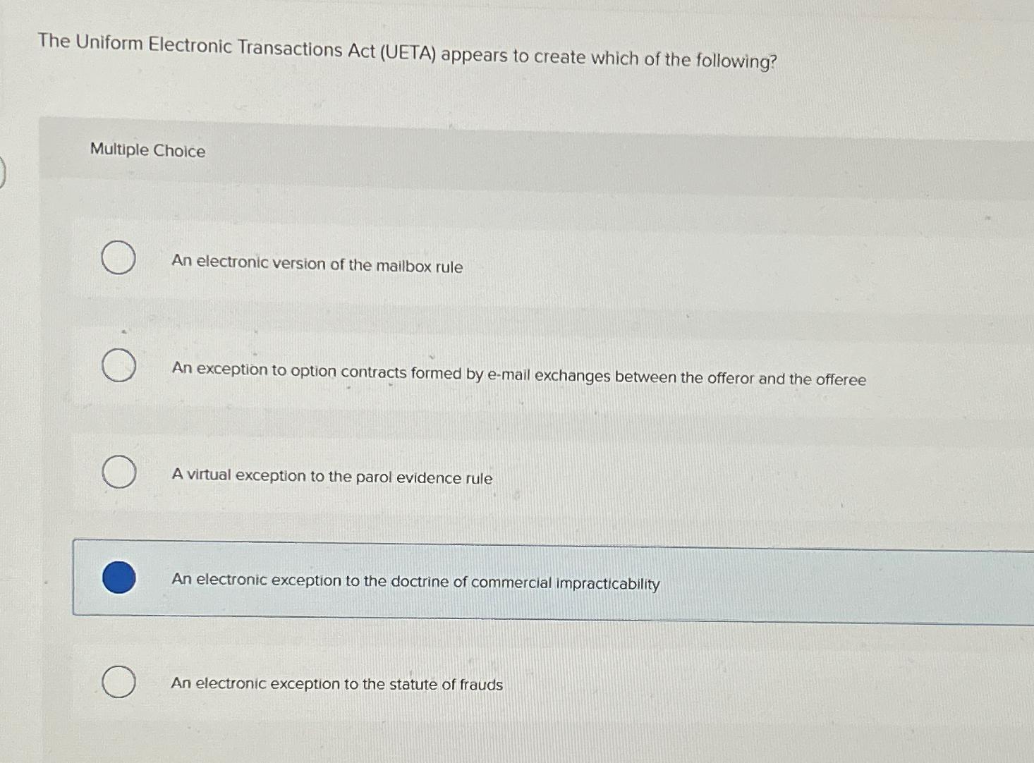 Solved The Uniform Electronic Transactions Act (UETA)