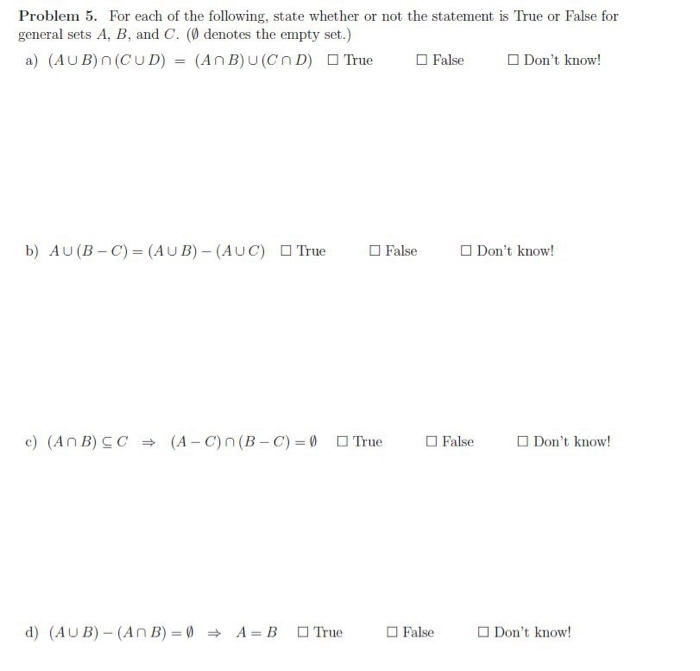 Solved Problem 5. For Each Of The Following, State Whether | Chegg.com